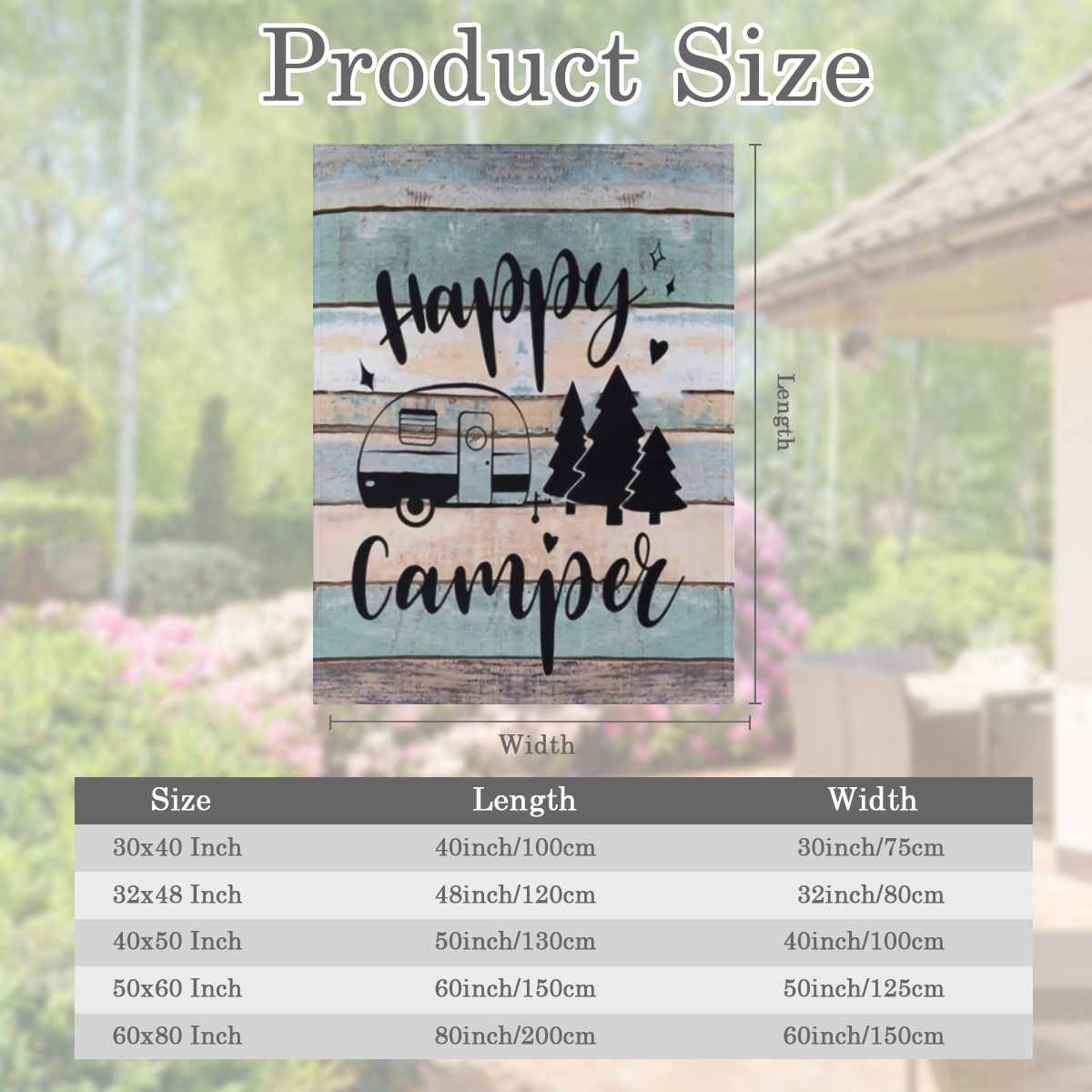 Cozy Flannel Throw Blanket Featuring a Happy Camper Design, Machine Washable, Crafted with Quilted Details, Digitally Printed, Versatile for All Seasons, Made of Polyester, Perfect for Use on Sofas An