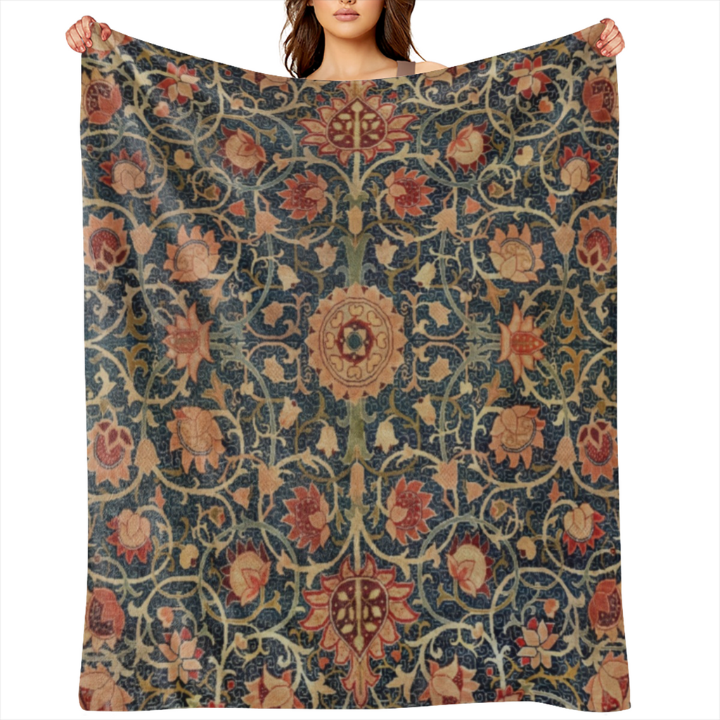 1pc, vintage print thickened warm soft feel Flannel blanket bed blanket sofa blanket