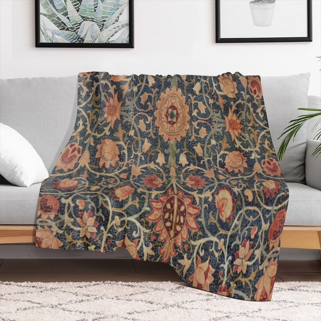 1pc, vintage print thickened warm soft feel Flannel blanket bed blanket sofa blanket