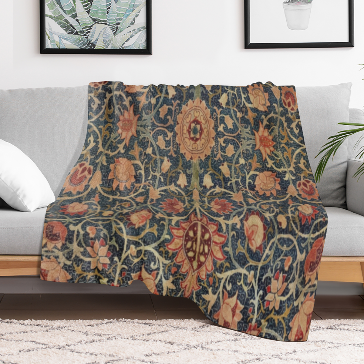 1pc, vintage print thickened warm soft feel Flannel blanket bed blanket sofa blanket