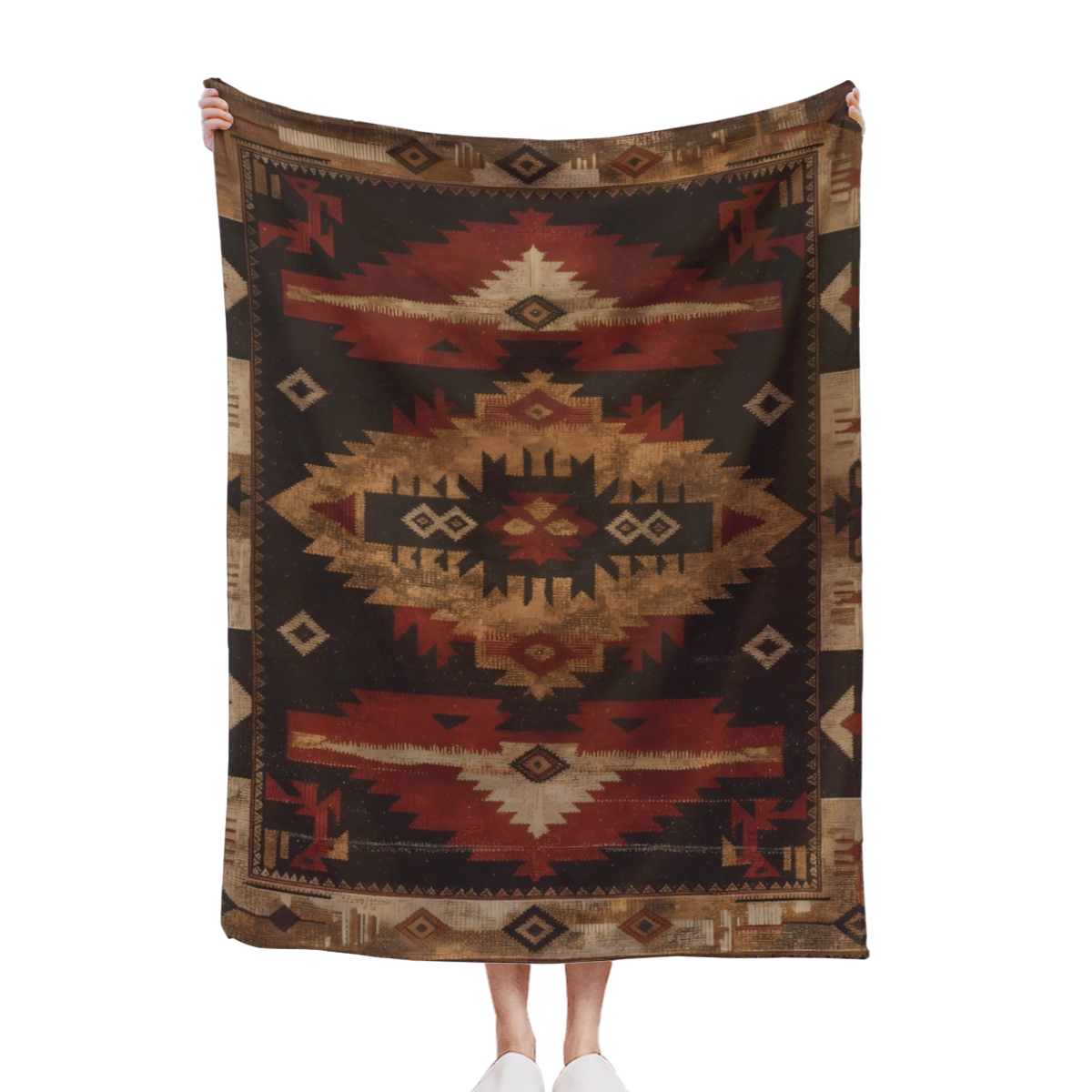 2D Flat, 1pc, Soft Cozy Blanket, Boho Patchwork Flannel Blanket, Soft, Cozy, All-Season Throw with Vibrant Southwestern Patterns, Perfect for Travel, Sofa, Bed, Office Decor, Ideal Birthday Or Holiday