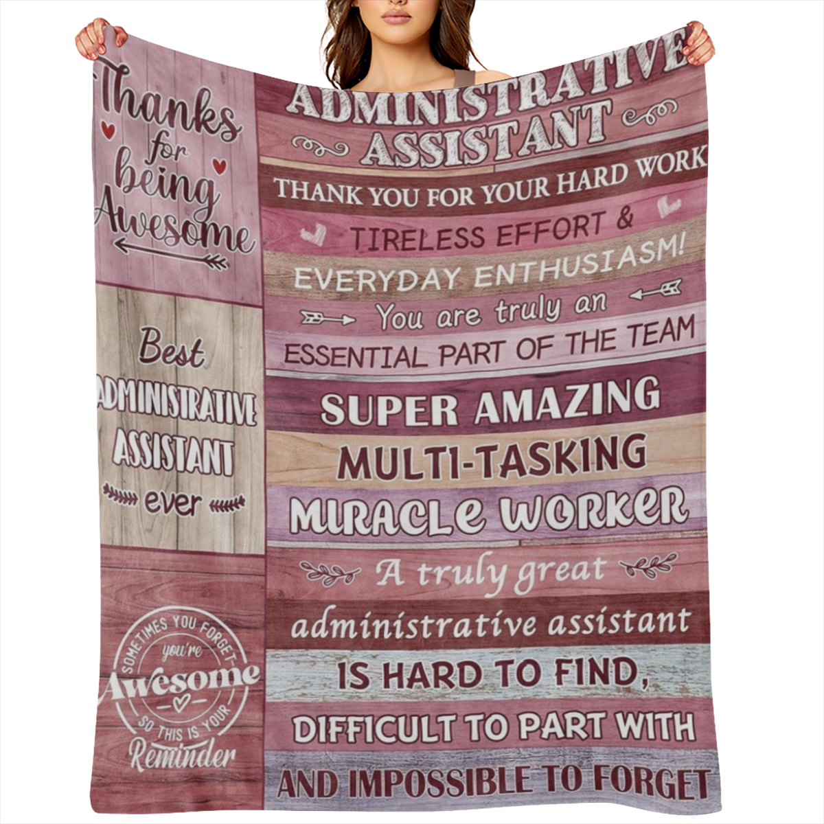 Administrative Assistant Gifts Blanket, Gifts for Administrative Assistants, Administrative Assistant Day Gifts, Administrative Assistant Throw Blanket 60x50, 280GSM CozyFlannel MultiSizes, 4 Sizes Av
