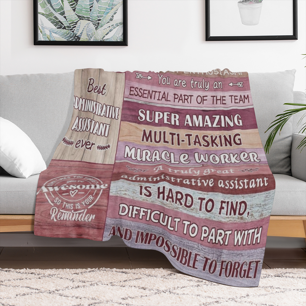 Administrative Assistant Gifts Blanket, Gifts for Administrative Assistants, Administrative Assistant Day Gifts, Administrative Assistant Throw Blanket 60x50, 280GSM CozyFlannel MultiSizes, 4 Sizes Av