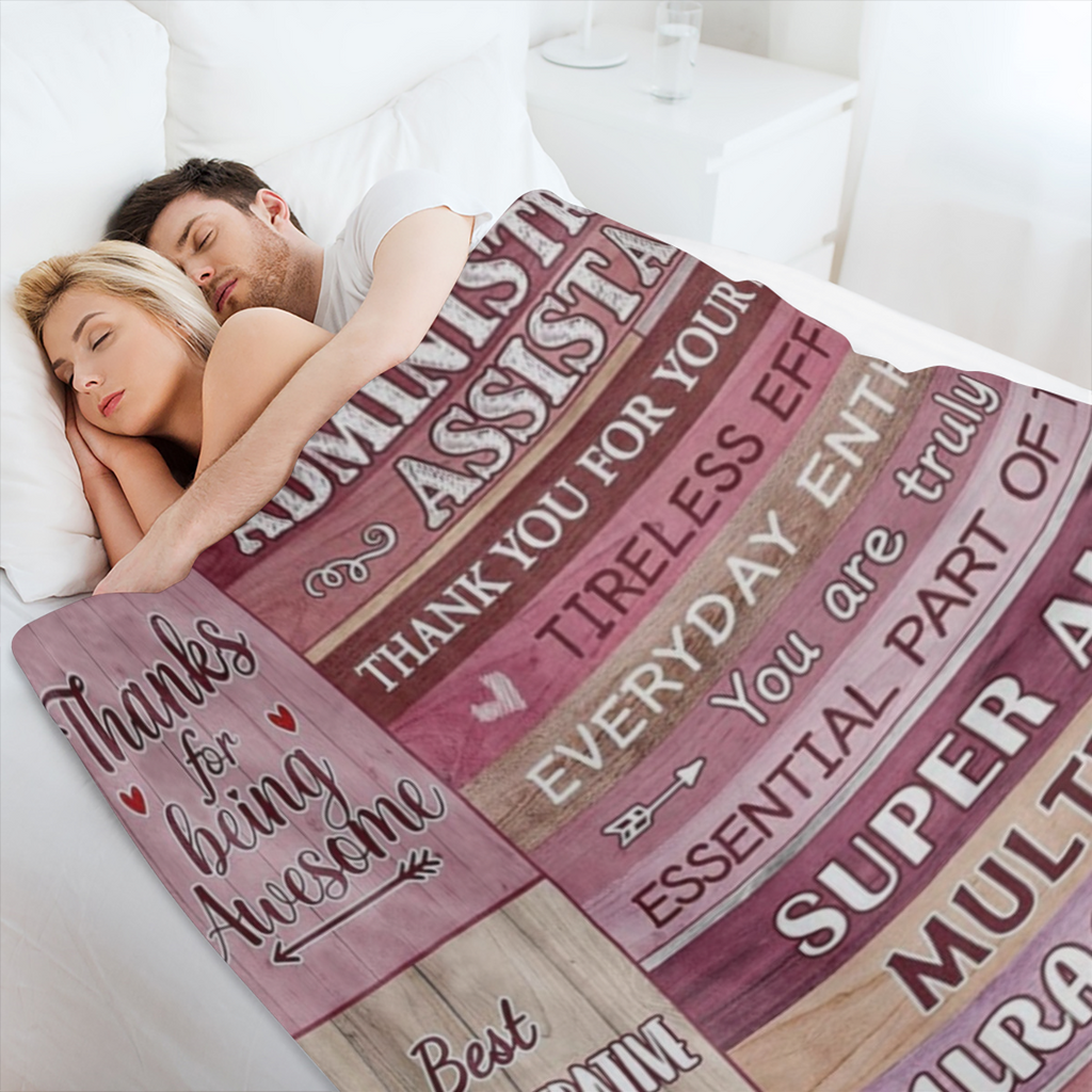 Administrative Assistant Gifts Blanket, Gifts for Administrative Assistants, Administrative Assistant Day Gifts, Administrative Assistant Throw Blanket 60x50, 280GSM CozyFlannel MultiSizes, 4 Sizes Av