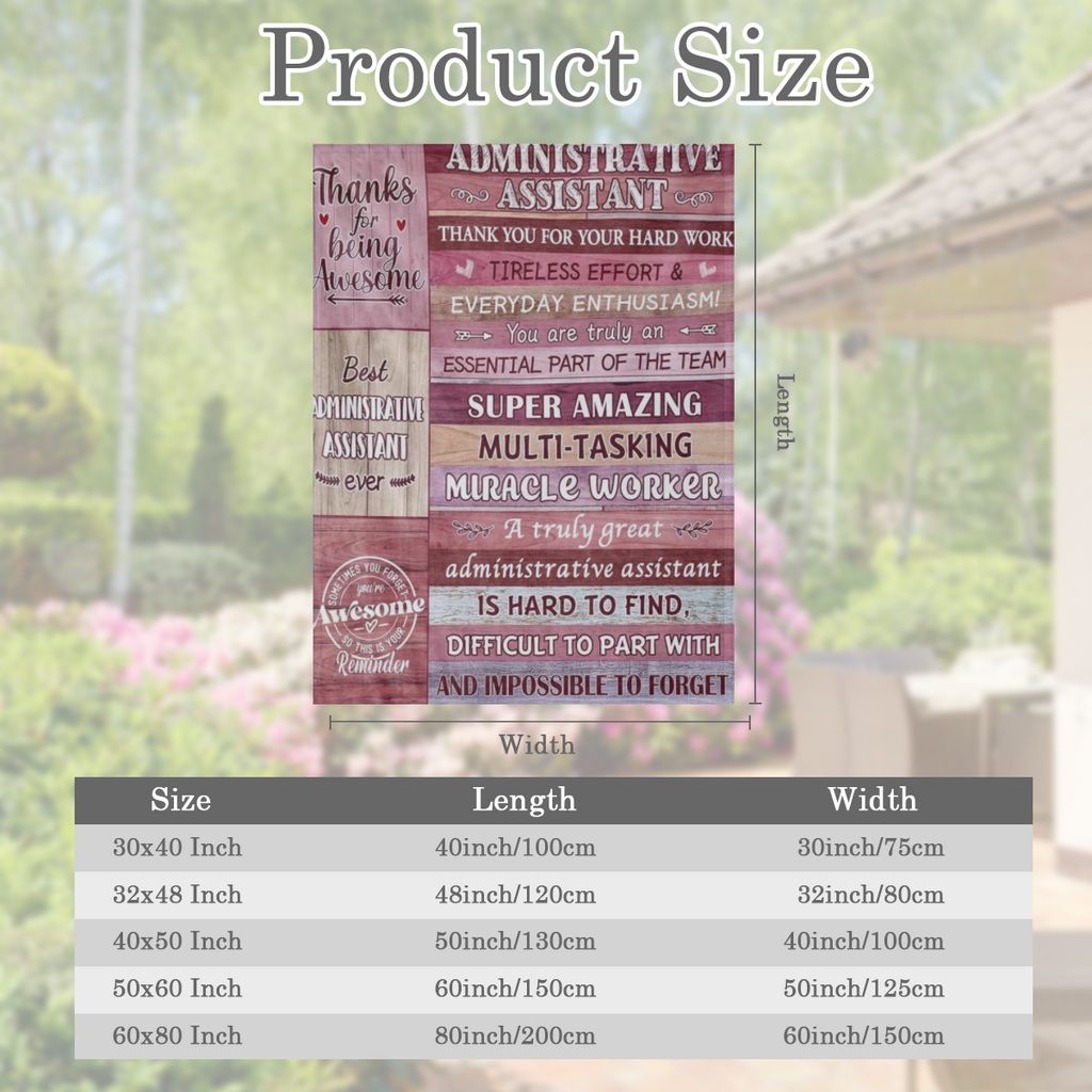 Administrative Assistant Gifts Blanket, Gifts for Administrative Assistants, Administrative Assistant Day Gifts, Administrative Assistant Throw Blanket 60x50, 280GSM CozyFlannel MultiSizes, 4 Sizes Av