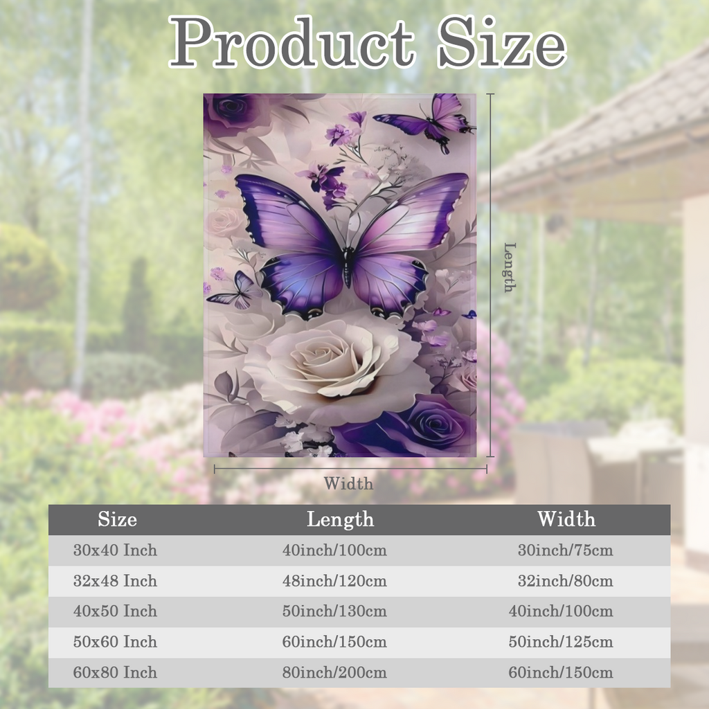 Contemporary Purple Flannel Blanket, Luxurious Gradient Floral Print, Digital Quilting Polyester, 200- 250 g, Tear Resistant, Stain Resistant, Soft and Warm, with Multipurpose Use, Perfect for Bedroom