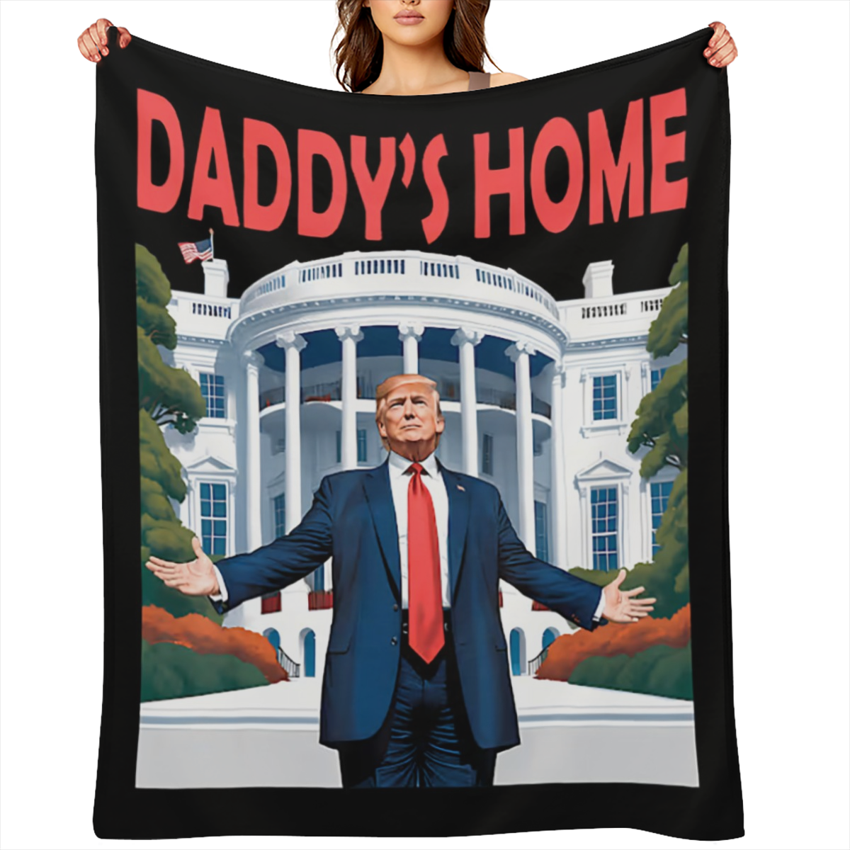 1pc Daddy'S Homes Trump Ugly Christmas Xmas Pajamass Throw Blanket Fall Blankets and Throws Blankets for Bed152.4x127.0 cm