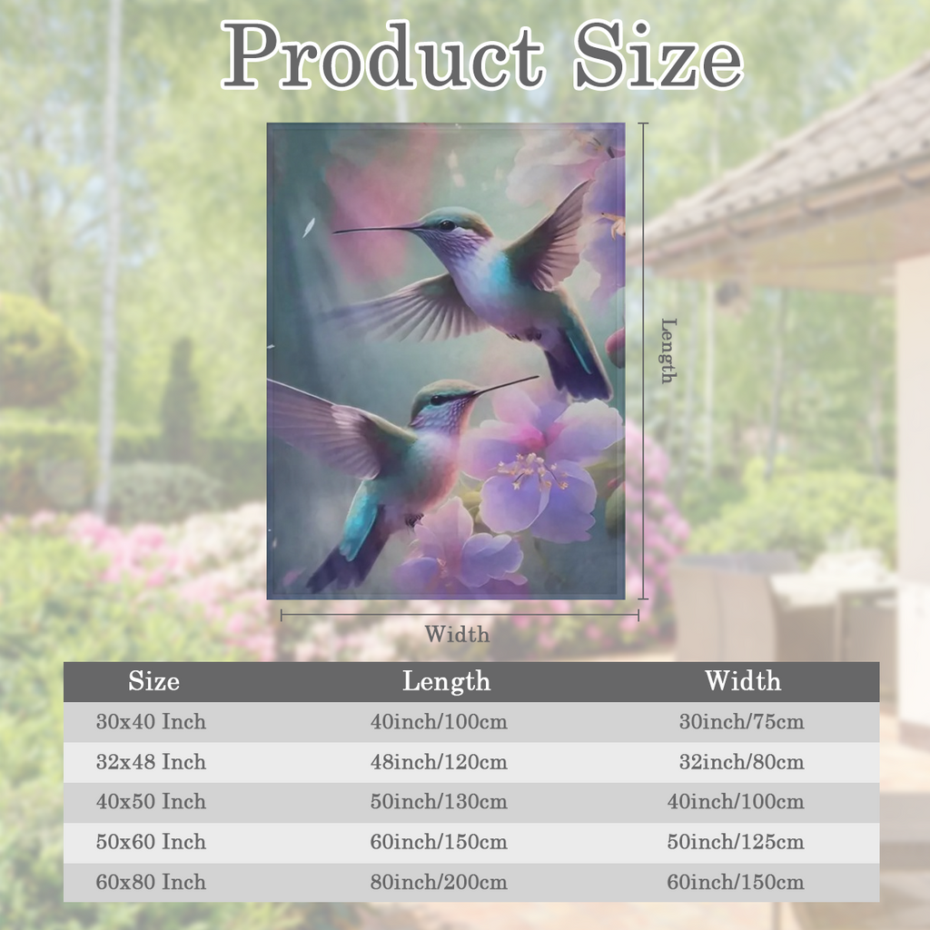 1pc Charming Hummingbird Fleece Throw Blanket Soft Cozy Comfort Vibrant Floral Print Home Decor