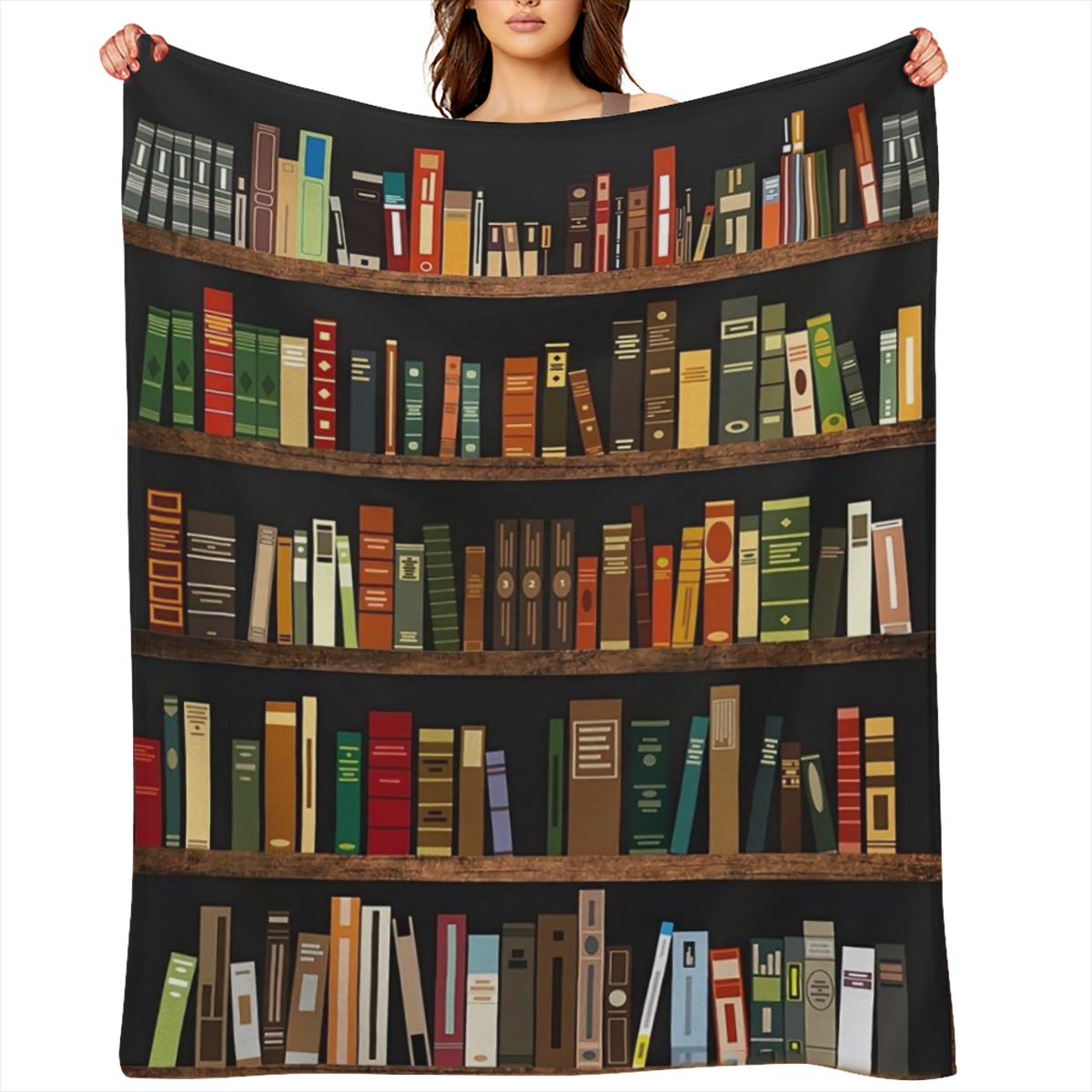 1pc bookshelf print blanket, warm and comfortable soft blanket sofa bed sofa birthday gift