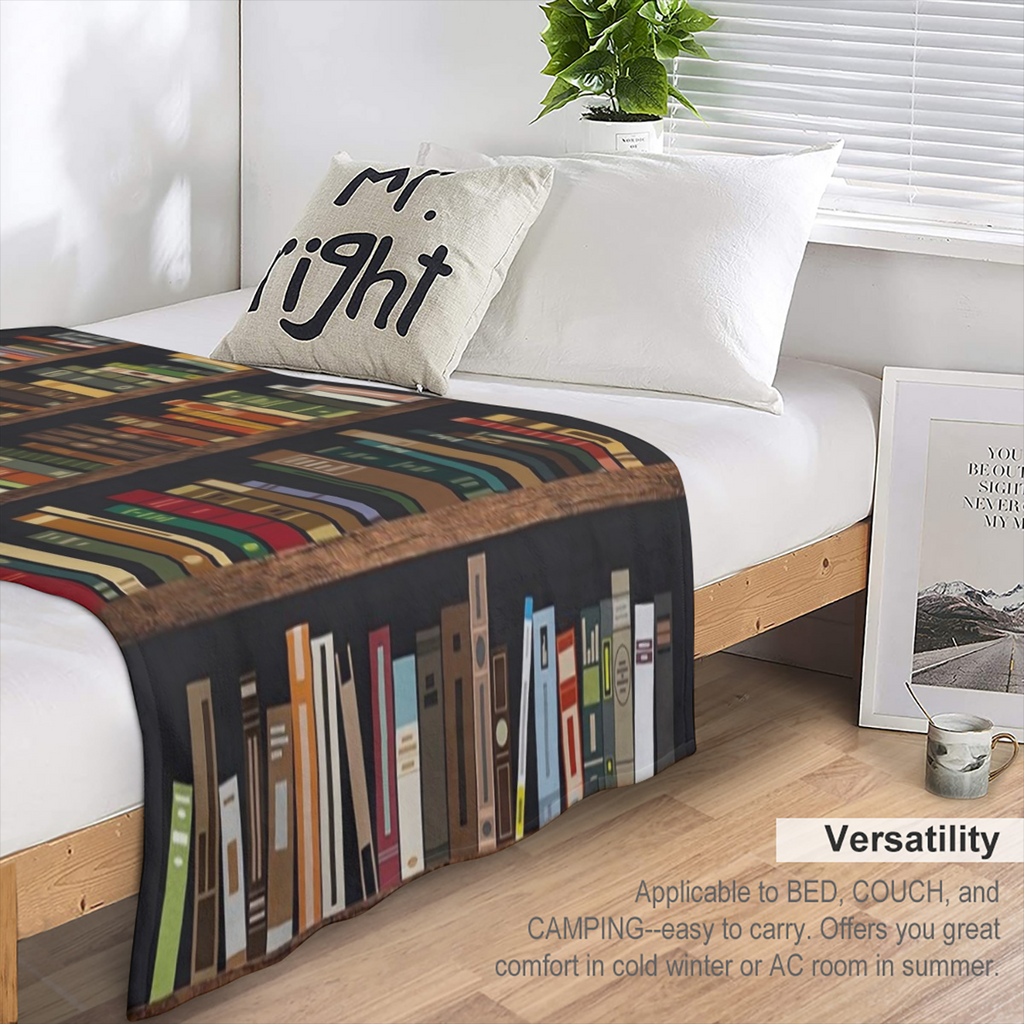 1pc bookshelf print blanket, warm and comfortable soft blanket sofa bed sofa birthday gift