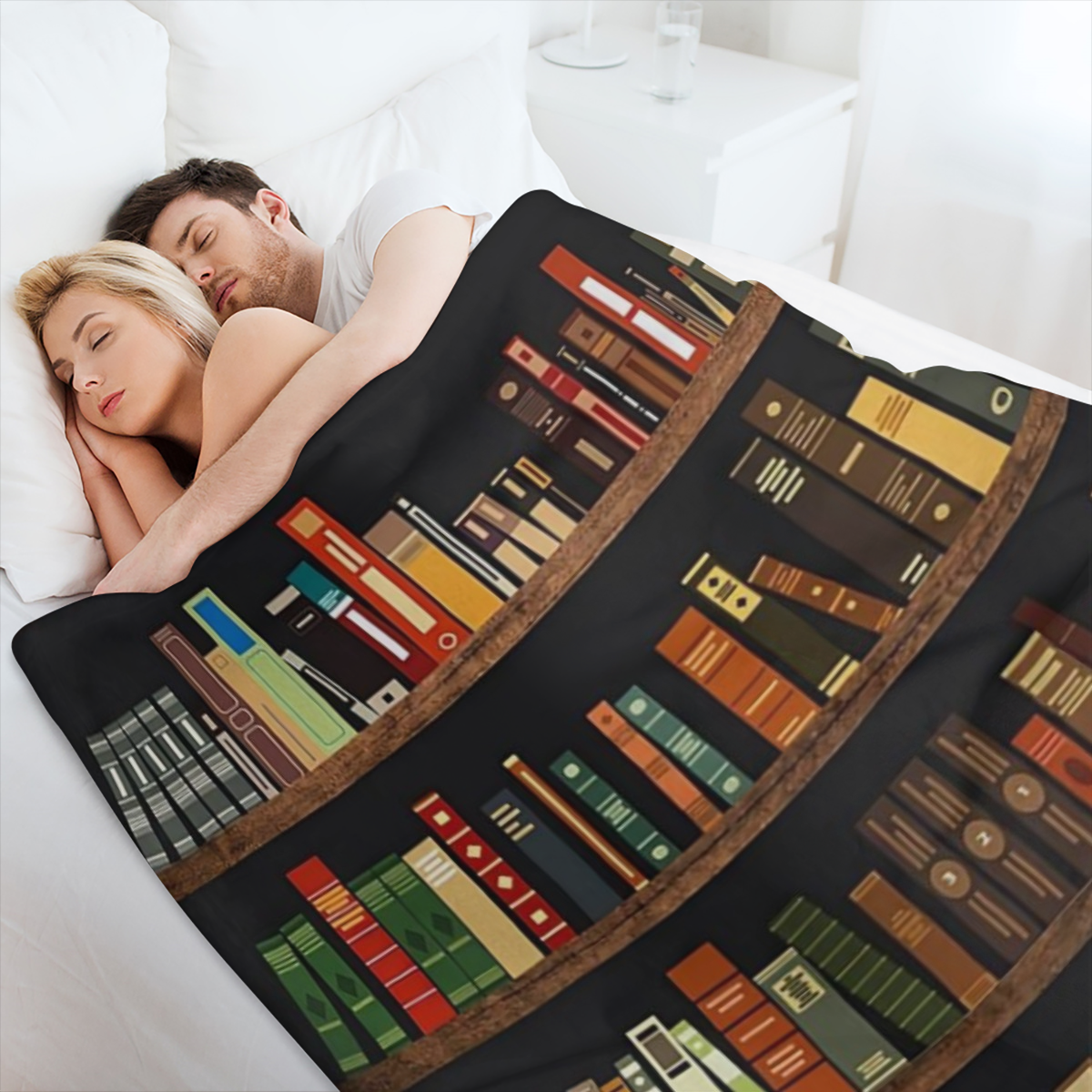 1pc bookshelf print blanket, warm and comfortable soft blanket sofa bed sofa birthday gift