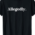 1pc Allegedly Men's Cotton T-Shirt Black with White Text Print - Knit Fabric