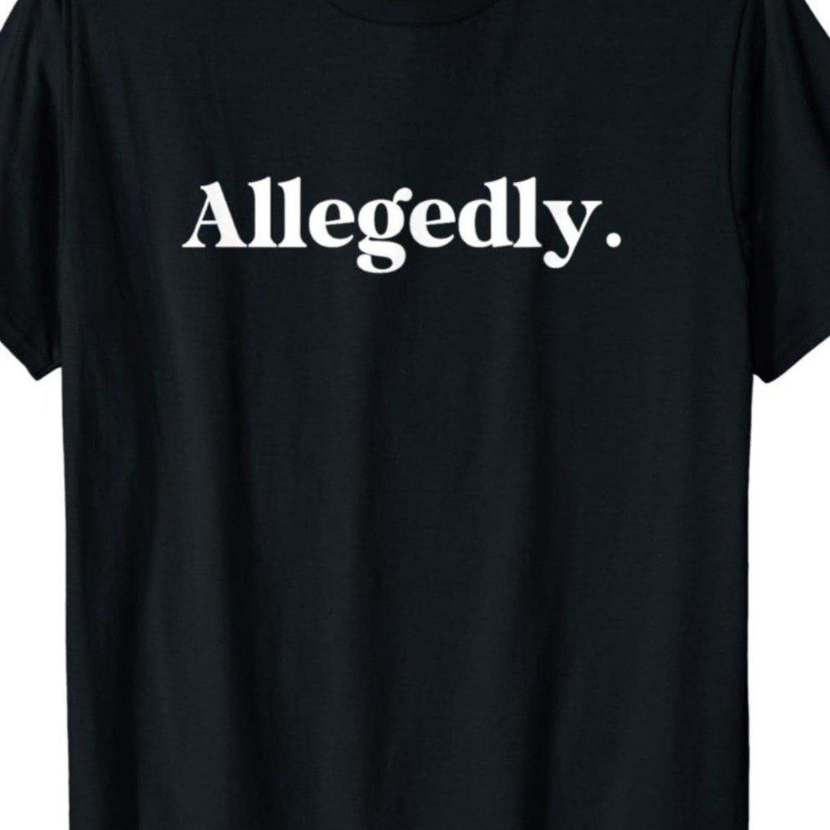 1pc Allegedly Men's Cotton T-Shirt Black with White Text Print - Knit Fabric