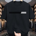 Men's Casual Short Sleeve T-Shirt - 100% Cotton Breathable Crew Neck, Black with White Plaid Print, Regular Fit, Machine Washable, All-Season Comfort for Casual Attire
