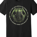 Men's Cthulhu Death May Come Horror T-Shirt Official Lovecraftian Quote & Cthulhu Face Design