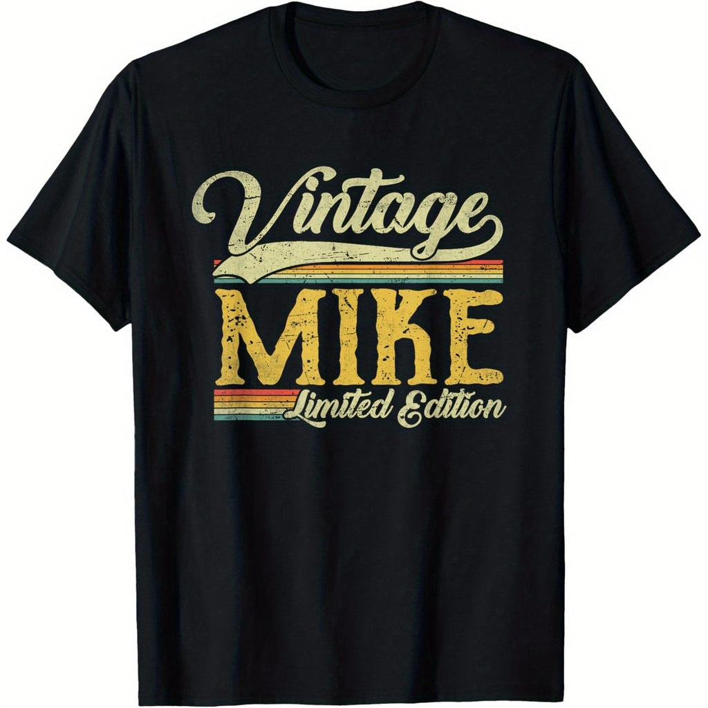 Men's & Women's Vintage Mike Limited Edition T-Shirt - 100% Cotton Breathable Relaxed Fit Short Sleeve, Casual Black Tee with Iconic Logo Print for Hiking, Running, Cycling, Daily Wear - Machine Washable for all-Season