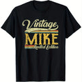 Men's & Women's Vintage Mike Limited Edition T-Shirt - 100% Cotton Breathable Relaxed Fit Short Sleeve, Casual Black Tee with Iconic Logo Print for Hiking, Running, Cycling, Daily Wear - Machine Washable for all-Season