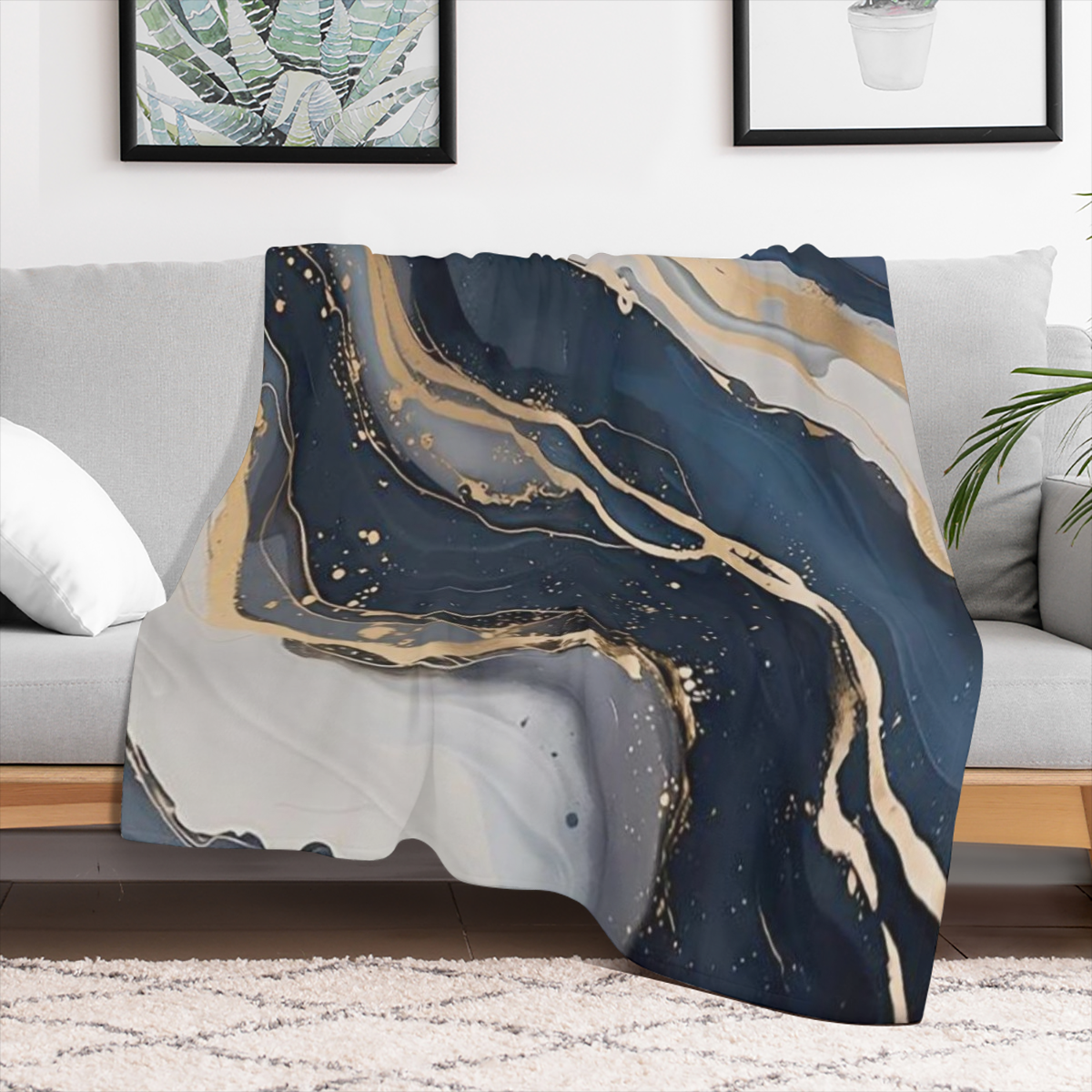 1pc Comfortable Extra Large Marble Fleece Patterned Print Blanket Fashionable Soft and Warm Versatile Gift for All Seasons Perfect for Sofa Bed Office and Travel Ideal Birthday Present Choice for Frie