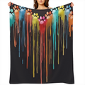 1pc YWJHUI Reversible Multicolor Paw Print Digital Print Blanket - Soft Polyester All- Season Lightweight Cozy for Home Bedroom Dorm Office Travel Camping
