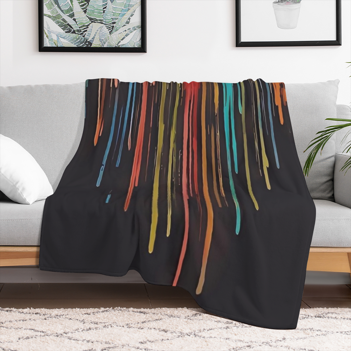 1pc YWJHUI Reversible Multicolor Paw Print Digital Print Blanket - Soft Polyester All- Season Lightweight Cozy for Home Bedroom Dorm Office Travel Camping