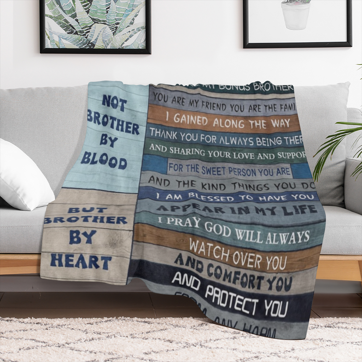 Brother- in- Law Gift Throw Blanket - Cozy Flannel, with Heartfelt Messages, Perfect for Christmas Birthday Gifts from Sister- in- Law, Soft & Warm for All Seasons, Gift for