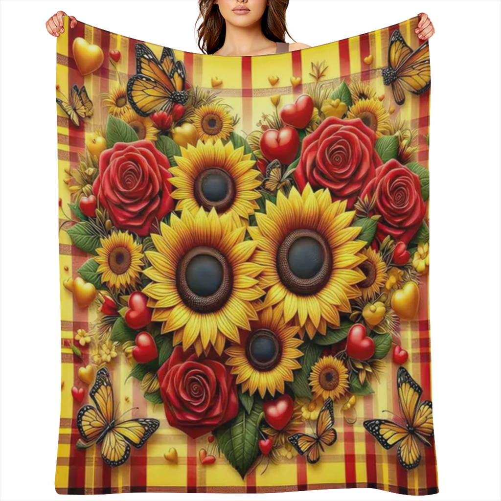 1pc Sunflower Throw Blanket Sunflower Gifts for Girls Boys Adults, Women Men Soft Cozy Warm Plush Fluffy Fuzzy Blanket Birthday Festival Decor, Father'S Day, Mother'S Day, Valentine'S Day Blankets, So