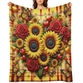 1pc Sunflower Throw Blanket Sunflower Gifts for Girls Boys Adults, Women Men Soft Cozy Warm Plush Fluffy Fuzzy Blanket Birthday Festival Decor, Father'S Day, Mother'S Day, Valentine'S Day Blankets, So