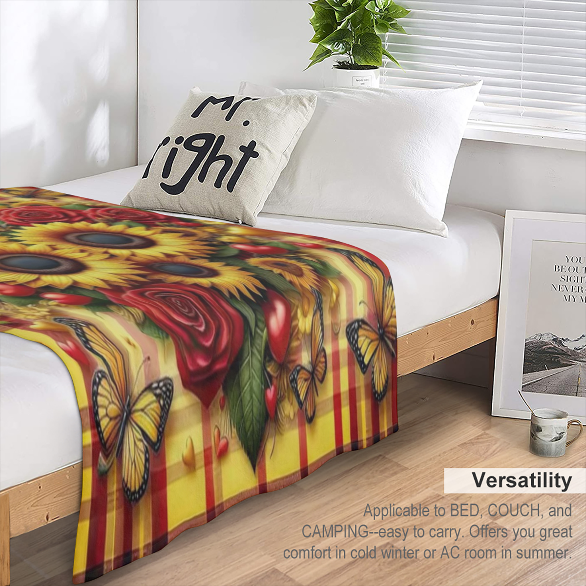 1pc Sunflower Throw Blanket Sunflower Gifts for Girls Boys Adults, Women Men Soft Cozy Warm Plush Fluffy Fuzzy Blanket Birthday Festival Decor, Father'S Day, Mother'S Day, Valentine'S Day Blankets, So