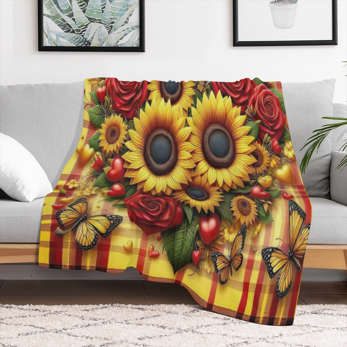 1pc Sunflower Throw Blanket Sunflower Gifts for Girls Boys Adults, Women Men Soft Cozy Warm Plush Fluffy Fuzzy Blanket Birthday Festival Decor, Father'S Day, Mother'S Day, Valentine'S Day Blankets, So