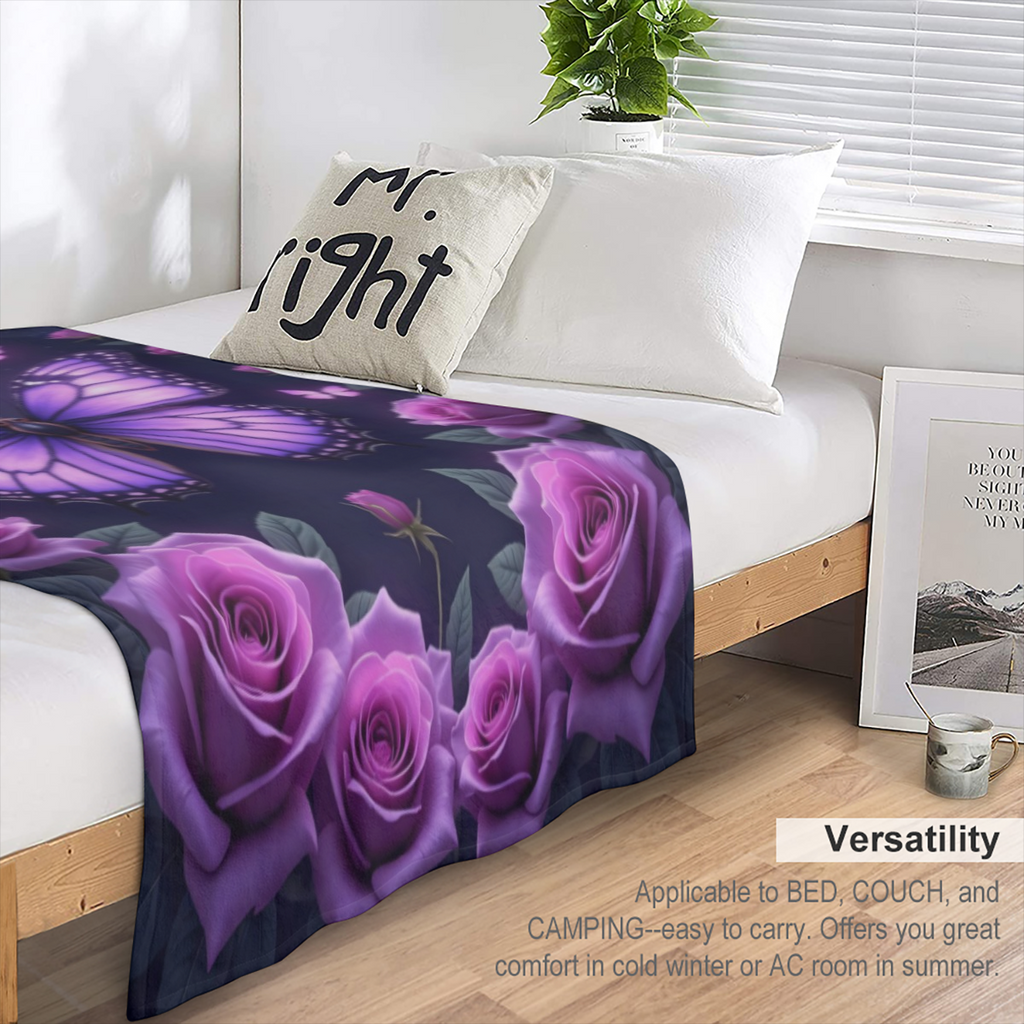 1pc Purple Dream Catcher Thin Blanket - Lightweight Flannel Throw For Sofa, Bed, Travel, Camping, Livingroom, Office, Couch, Chair, And Bed - Digital Printing Fleece Blanket With Soft And Warm Flannel