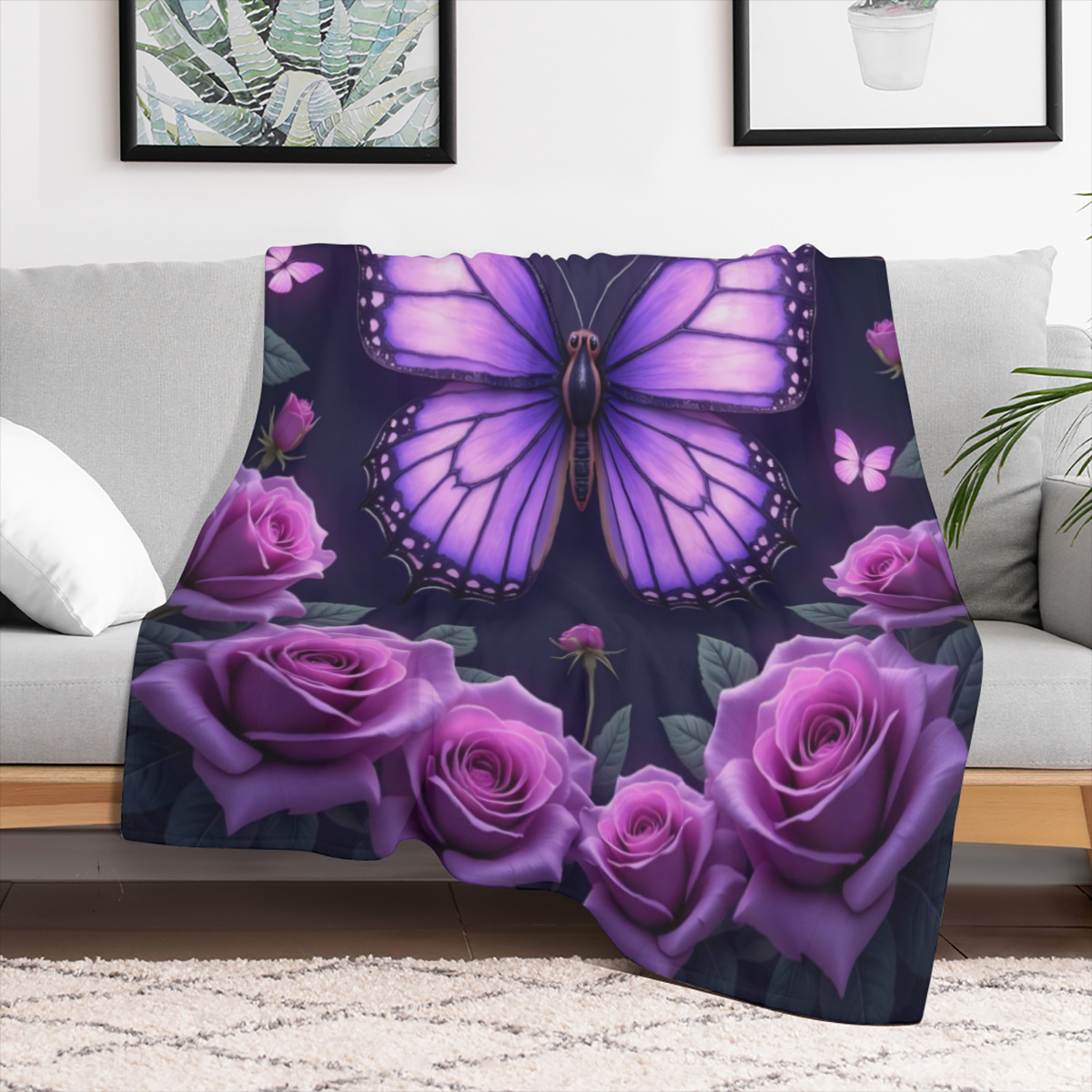 1pc Purple Dream Catcher Thin Blanket - Lightweight Flannel Throw For Sofa, Bed, Travel, Camping, Livingroom, Office, Couch, Chair, And Bed - Digital Printing Fleece Blanket With Soft And Warm Flannel