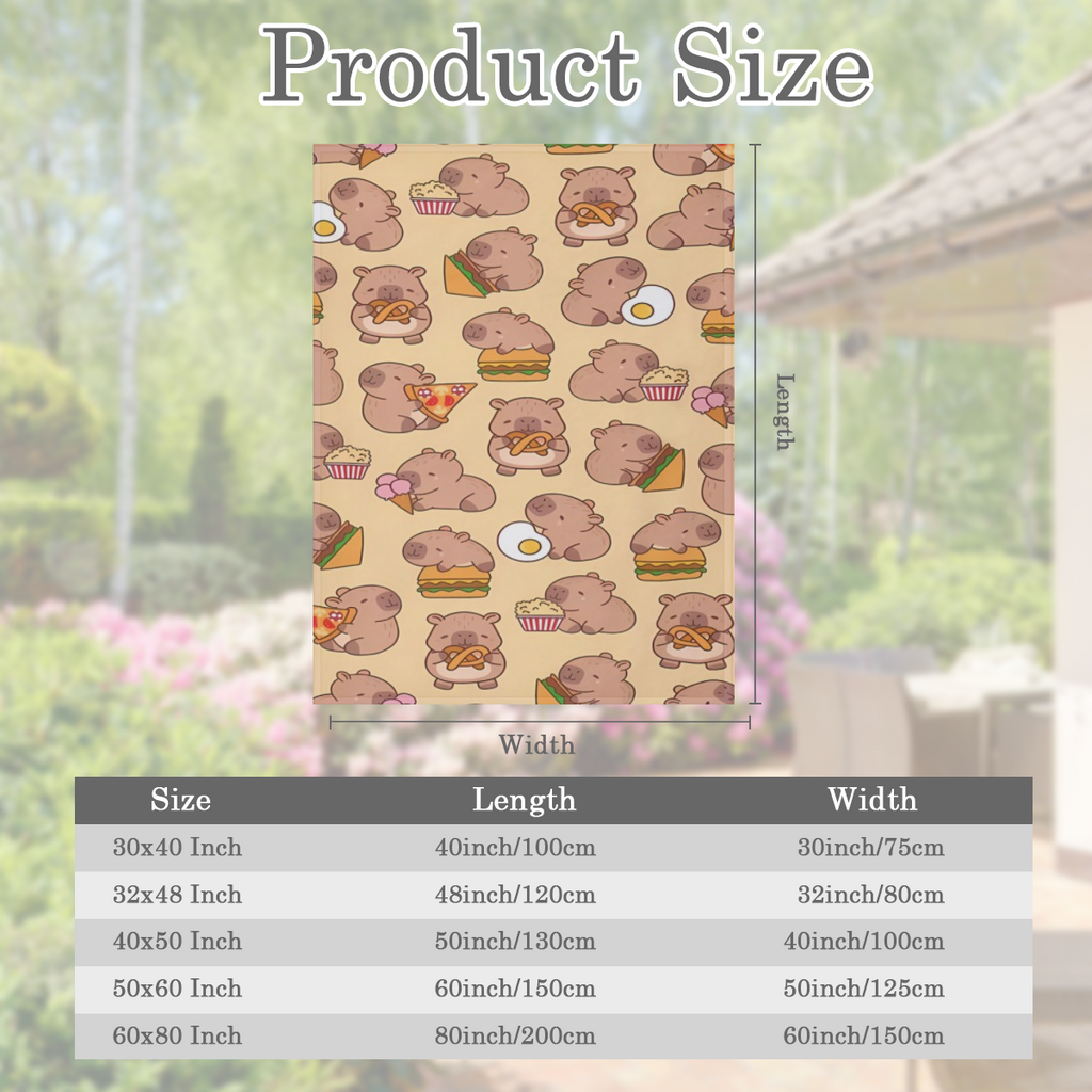 1pc Cute Capybara Cartoon Flannel Blanket - Soft, Warm, Plush, Suitable for All SeasonsMachine Washable, 250- 300g Great for Sofa, Bed, Camping, TravelCute Food Theme DesignIdeal Gift for Capybara Lov