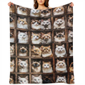 Gezellige Ragdoll Kat Print Flanellen Deken - Perfect voor Alle Seizoenen, Ideaal Accessoire voor een Dutje in de Auto