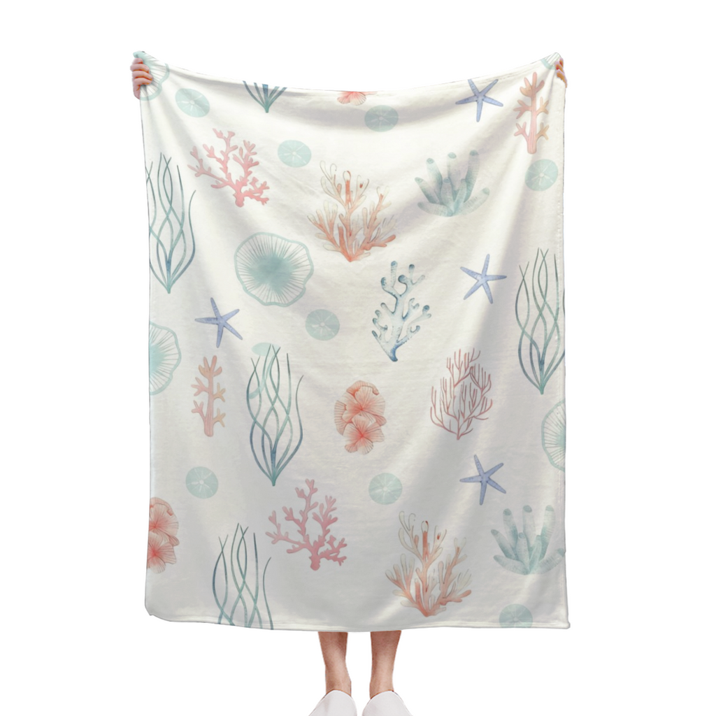 Coastal Blanket Soft Velveteen Throw Beach House Decor Ocean Themed Bedding Nautical Gifts For Her Summer Blanket