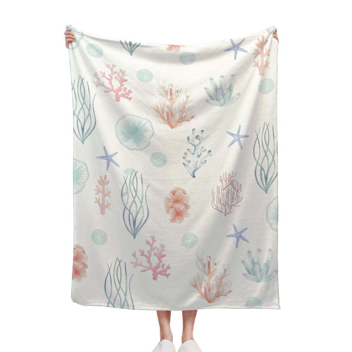 Coastal Blanket Soft Velveteen Throw Beach House Decor Ocean Themed Bedding Nautical Gifts For Her Summer Blanket