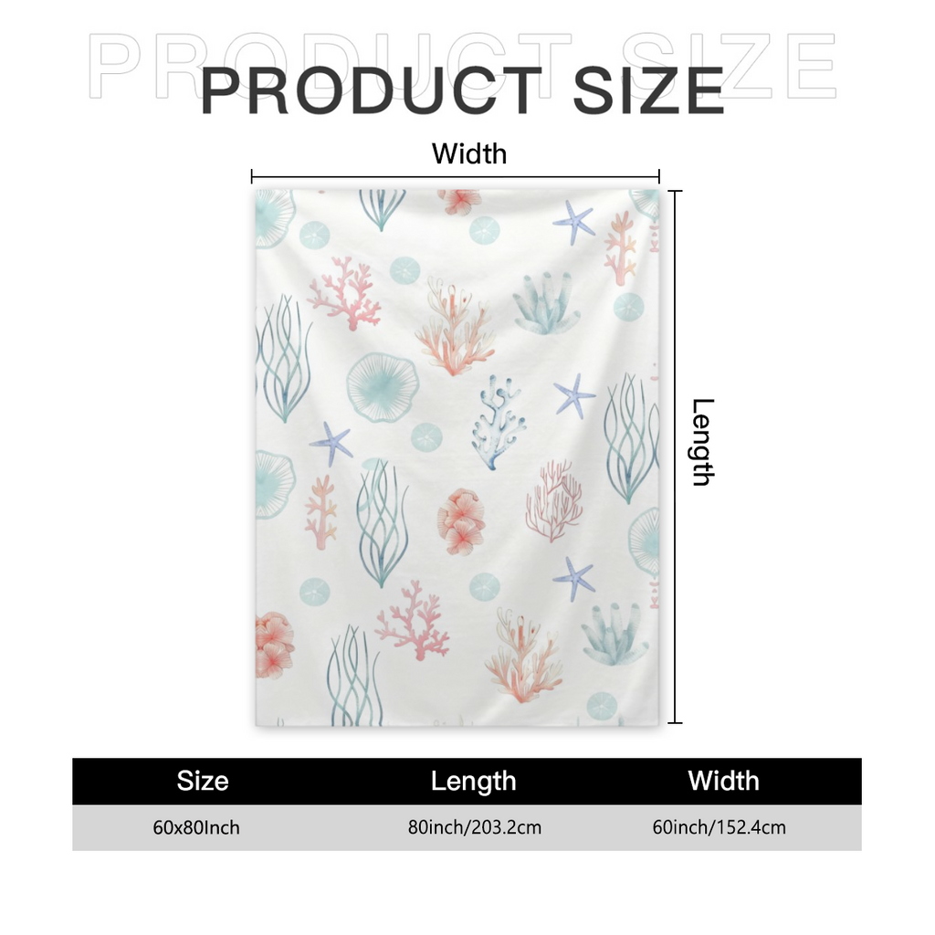 Coastal Blanket Soft Velveteen Throw Beach House Decor Ocean Themed Bedding Nautical Gifts For Her Summer Blanket