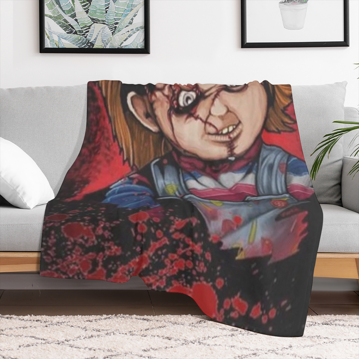 Chucky Flannel Throw Blanket 5060130150cm Blankets Soft Lightweight Blanket for Stadium Couch Bed Sofa Chair, 280GSM CozyFlannel MultiSizes, 4 Sizes Available