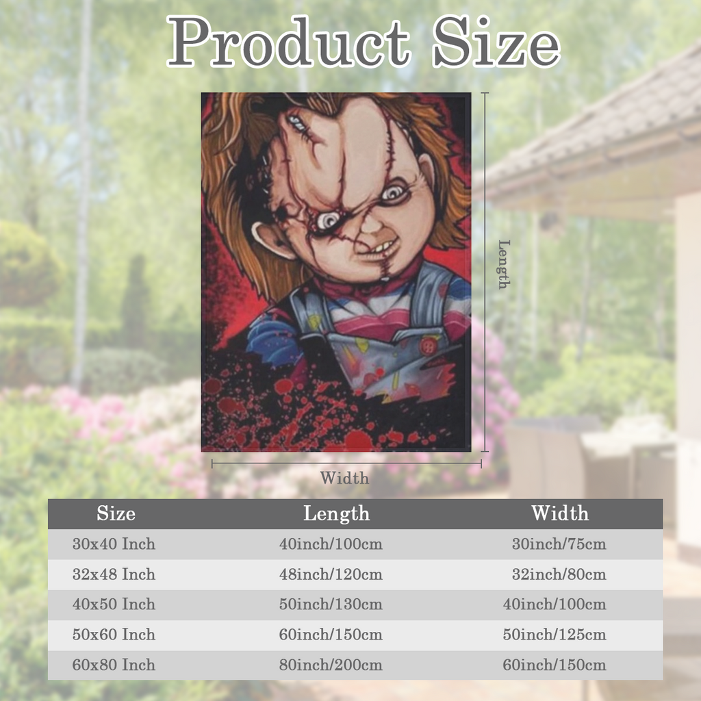 Chucky Flannel Throw Blanket 5060130150cm Blankets Soft Lightweight Blanket for Stadium Couch Bed Sofa Chair, 280GSM CozyFlannel MultiSizes, 4 Sizes Available