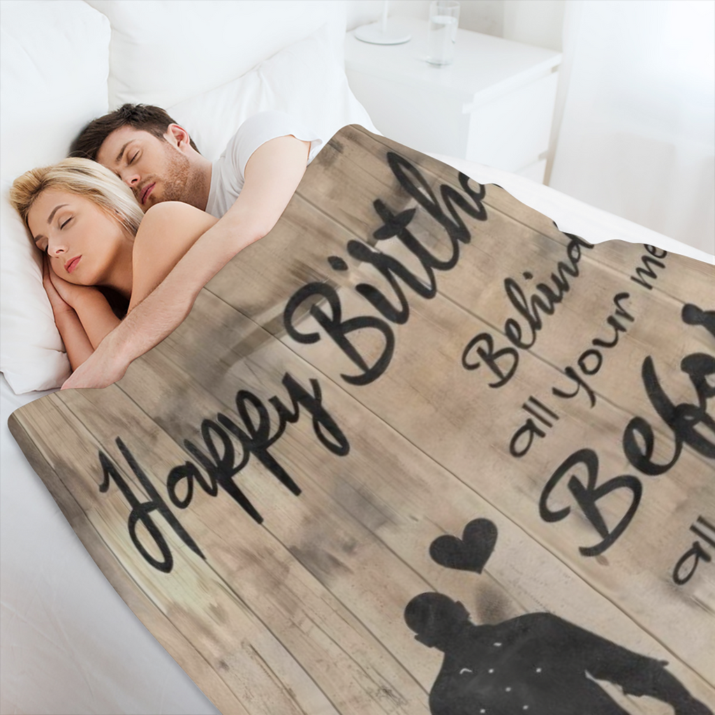 Birthday Gifts Blanket to Dad Son with Rustic Wood Pattern, Soft Flannel Throw with Inspirational Message, Unique Gift for Father and Kids Boys Nephew, Happy Festival Decor