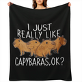 1pc digital printed flannel blanket, cute capybara pattern, casual warm blanket, office blanket