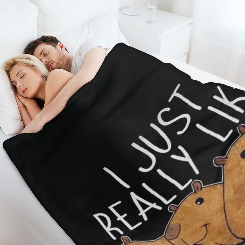 1pc digital printed flannel blanket, cute capybara pattern, casual warm blanket, office blanket
