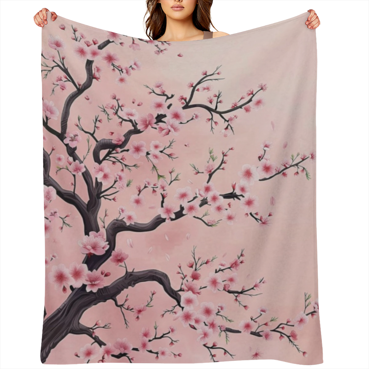 Beautiful Cherry Blossom Blanket Soft, Cozy, and Lightweight Flannel Throw, Ideal for Couch, Bed, and Travel Fluffy, Fuzzy Home Decor for Outdoor and Indoor Use