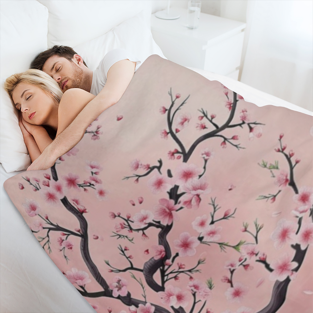 Beautiful Cherry Blossom Blanket Soft, Cozy, and Lightweight Flannel Throw, Ideal for Couch, Bed, and Travel Fluffy, Fuzzy Home Decor for Outdoor and Indoor Use