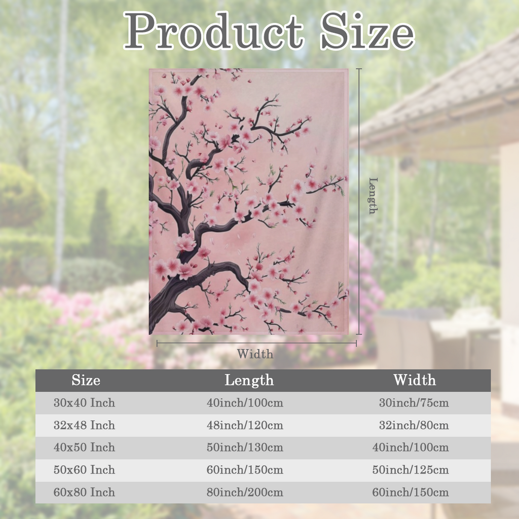 Beautiful Cherry Blossom Blanket Soft, Cozy, and Lightweight Flannel Throw, Ideal for Couch, Bed, and Travel Fluffy, Fuzzy Home Decor for Outdoor and Indoor Use