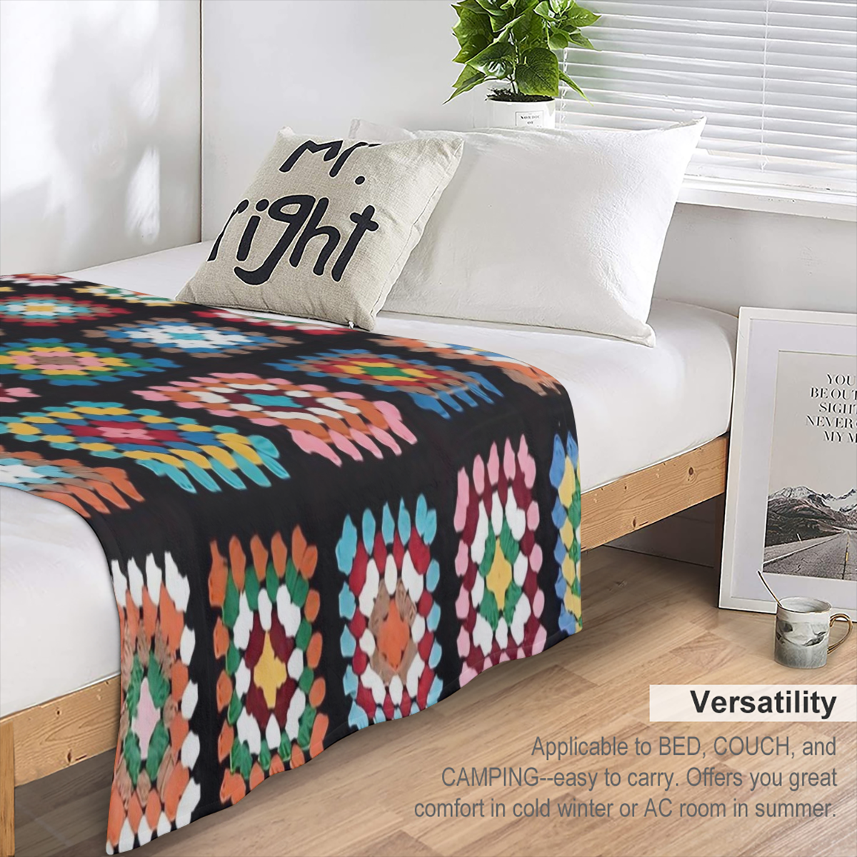 Amazing Cozy All-Season Flannel Throw Blanket with Charming Print - Tear-Resistant, Machine Washable for Couch, Camping & Travel