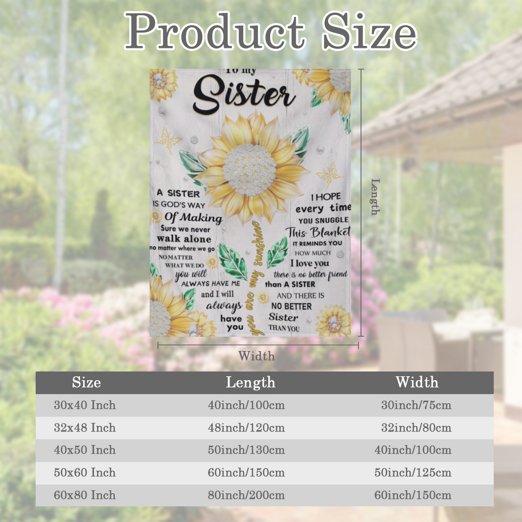 1pc Sunflower Letter to My Sister Fleece Blanket - Soft Knitted Polyester Throw, All- Season Comfort, Machine Washable, Digital Print, Contemporary Style, 200- 250g Square