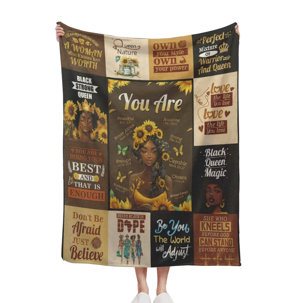 African American Gifts For Women, Afro  Blanket , African American Gift Blanket With Inspirg Positive Quotes, Encouragement Birthday Gifts For Best Friend