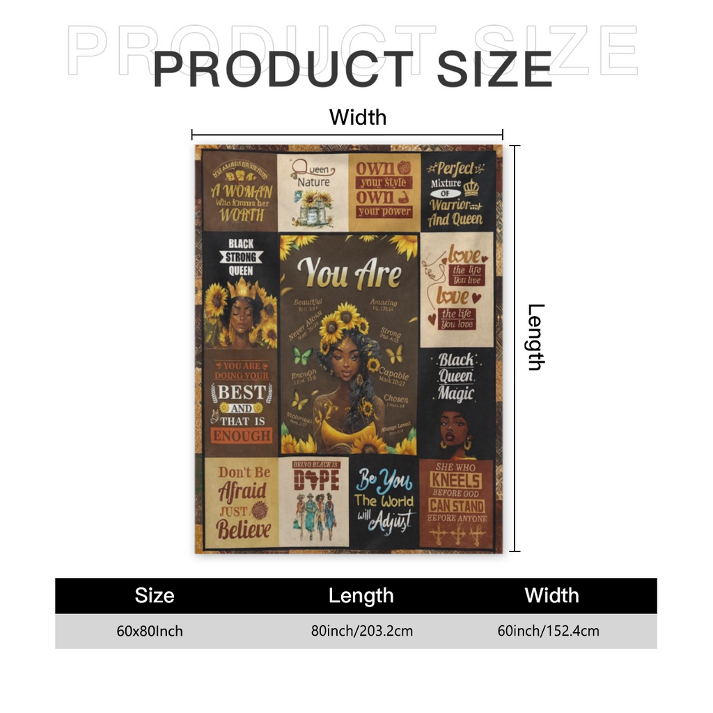 African American Gifts For Women, Afro  Blanket , African American Gift Blanket With Inspirg Positive Quotes, Encouragement Birthday Gifts For Best Friend