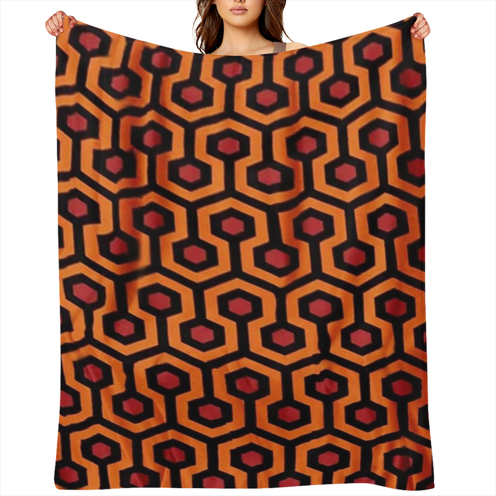 1pc Modern Geometric Plaid Flannel Throw Blanket Soft, Cozy, Machine Washable, Retro Design in Red & Orange, Perfect for Home, Sofa, Bed, Travel, and Office Use
