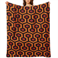 1pc Modern Geometric Plaid Flannel Throw Blanket Soft, Cozy, Machine Washable, Retro Design in Red & Orange, Perfect for Home, Sofa, Bed, Travel, and Office Use
